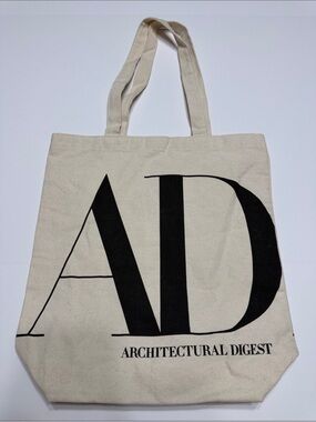 Architectural Digest Cream Canvas Tote Bag
